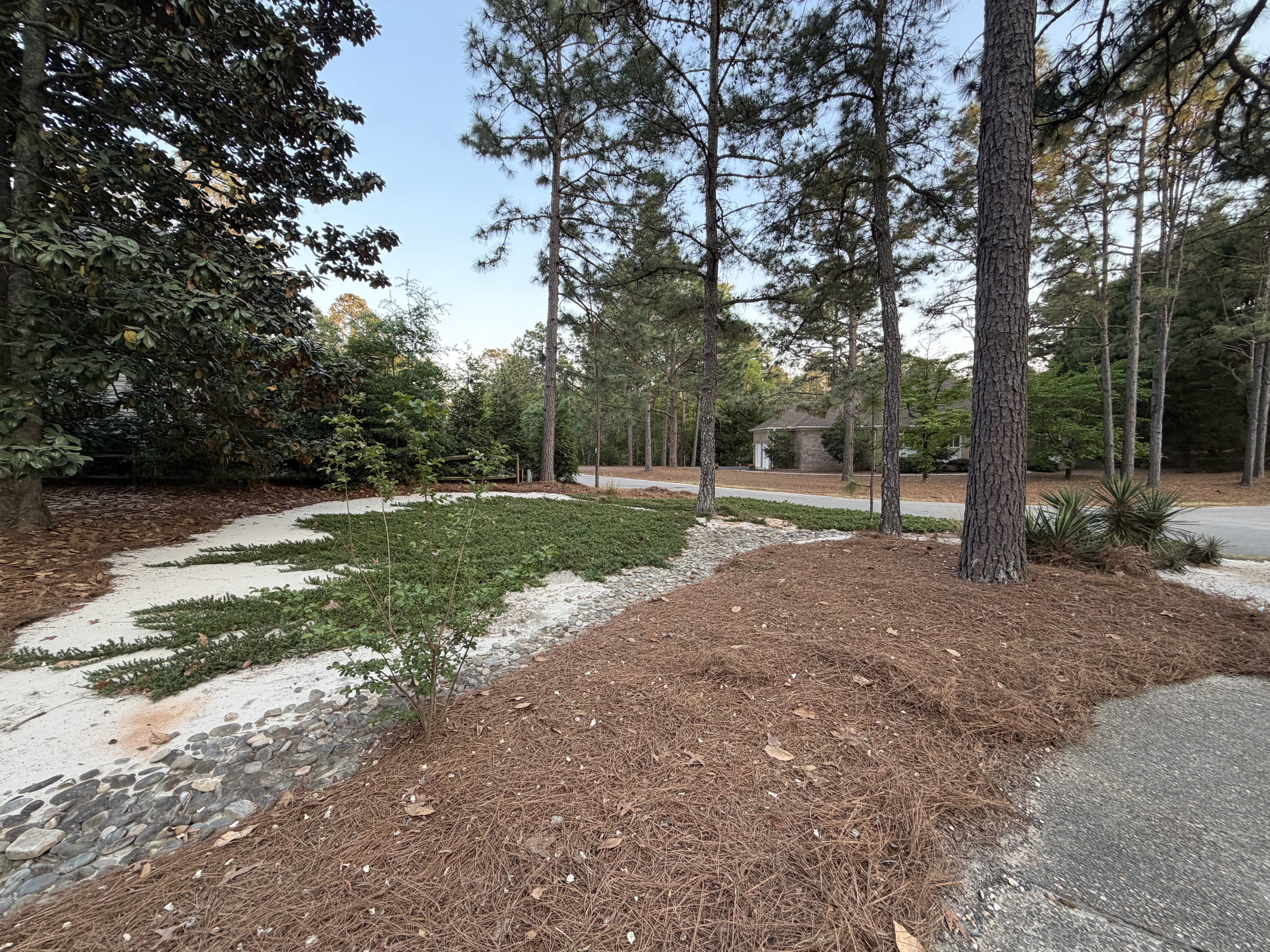Lakefront property with new plantings and deck Moore County NC