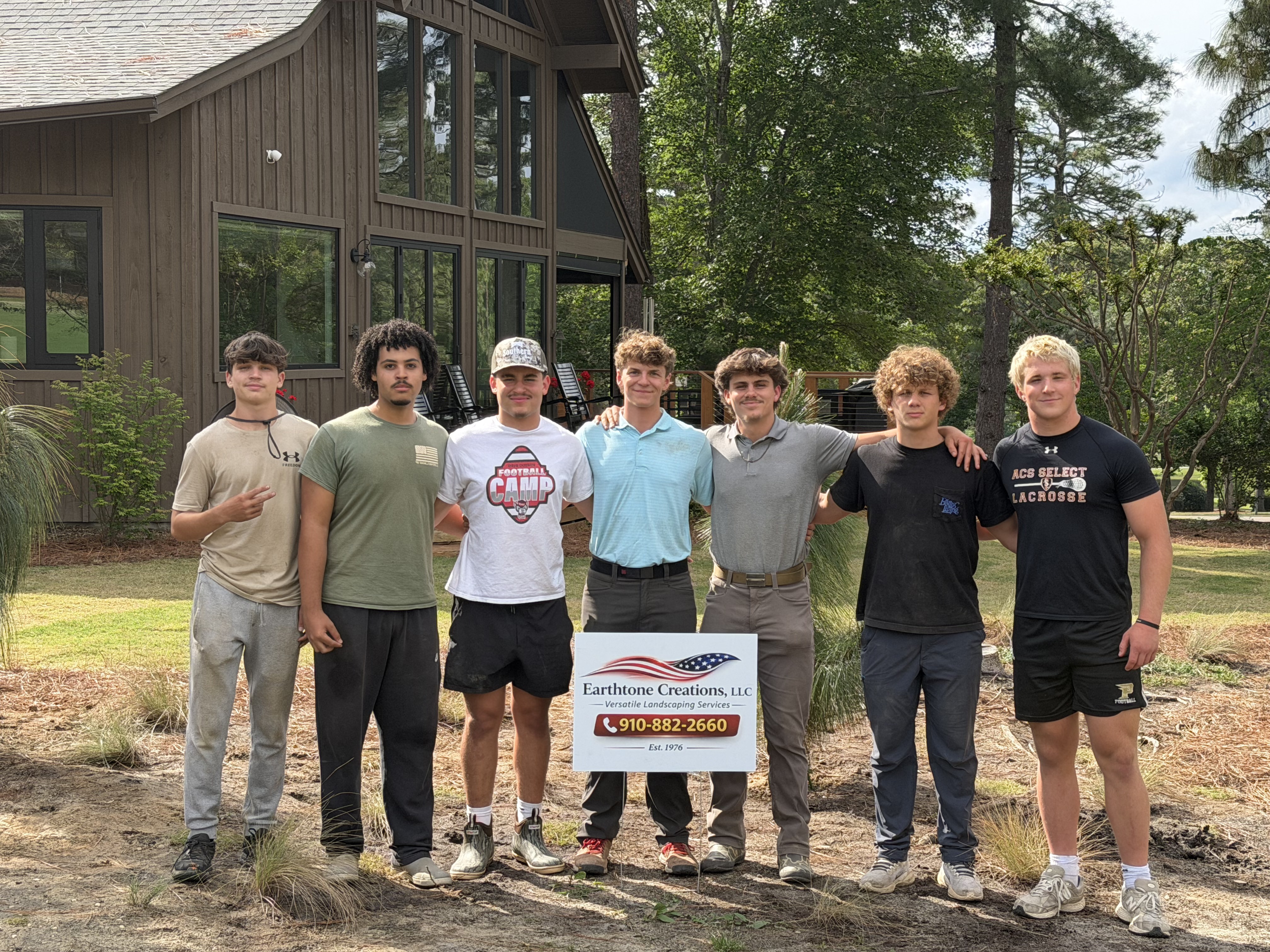 Earthtone Creations full crew on job site Moore County NC